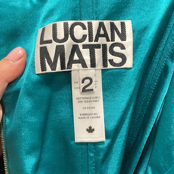 Lucian Matis Designer strapless Bow Tie Front Gown emerald green - Picture 5 of 11